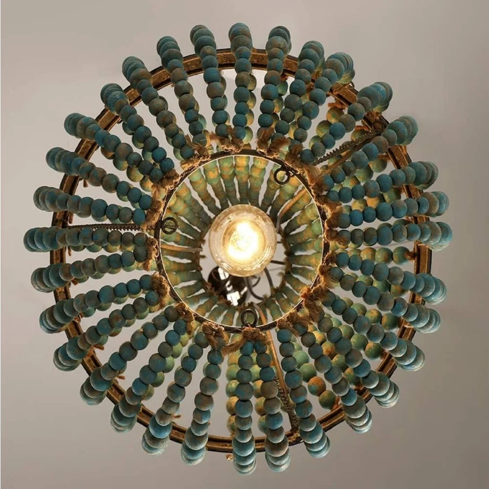 Chic Blue Beaded Chandelier - Picture 2 of 5